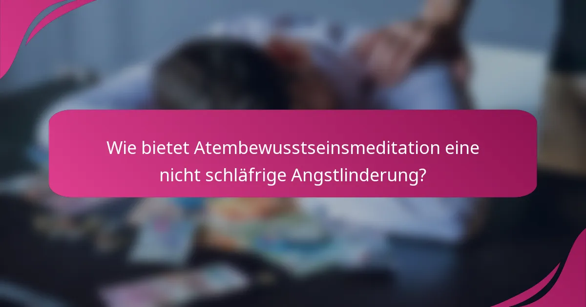 Wie bietet Atembewusstseinsmeditation eine nicht schläfrige Angstlinderung?